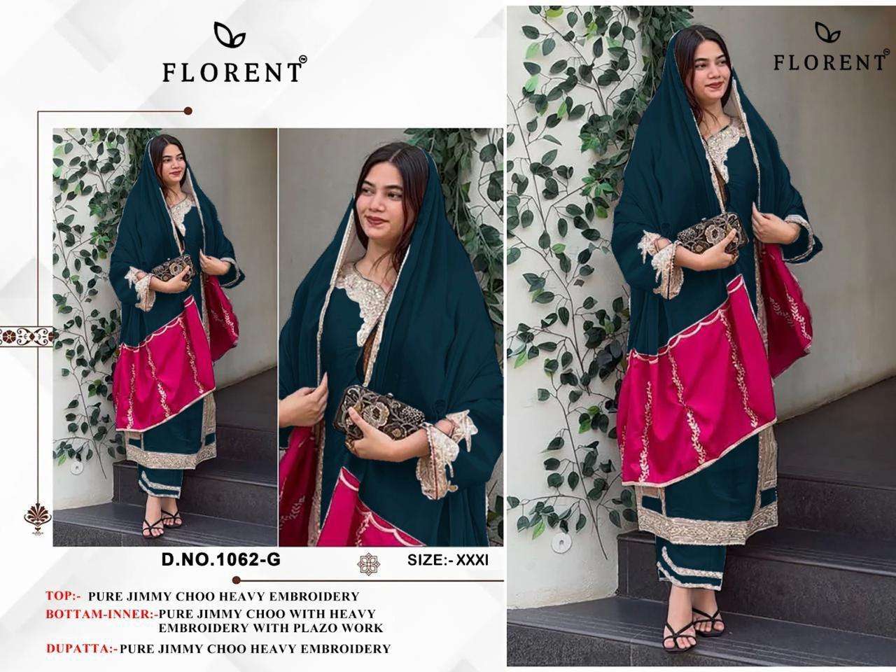 FLORENT D NO 1062 JIMMY CHOO FABRIC BEAUTIFUL DESIGNER LOOK PAKISTANI SUIT