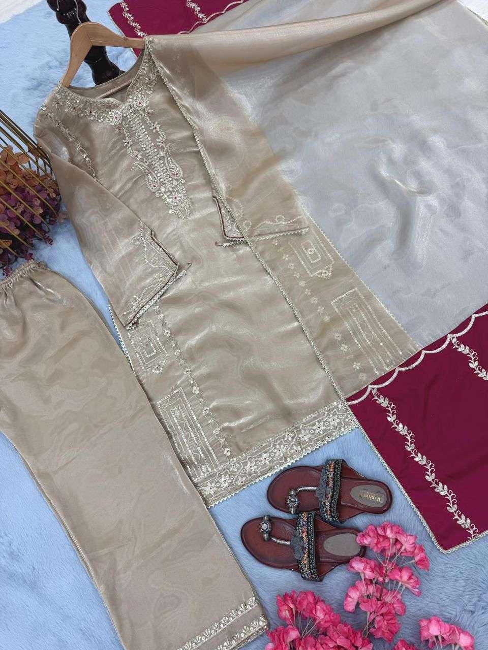 FLORENT D NO 1062 C JIMMY CHOO FABRIC DESIGNER WORK PAKISTANI SUIT