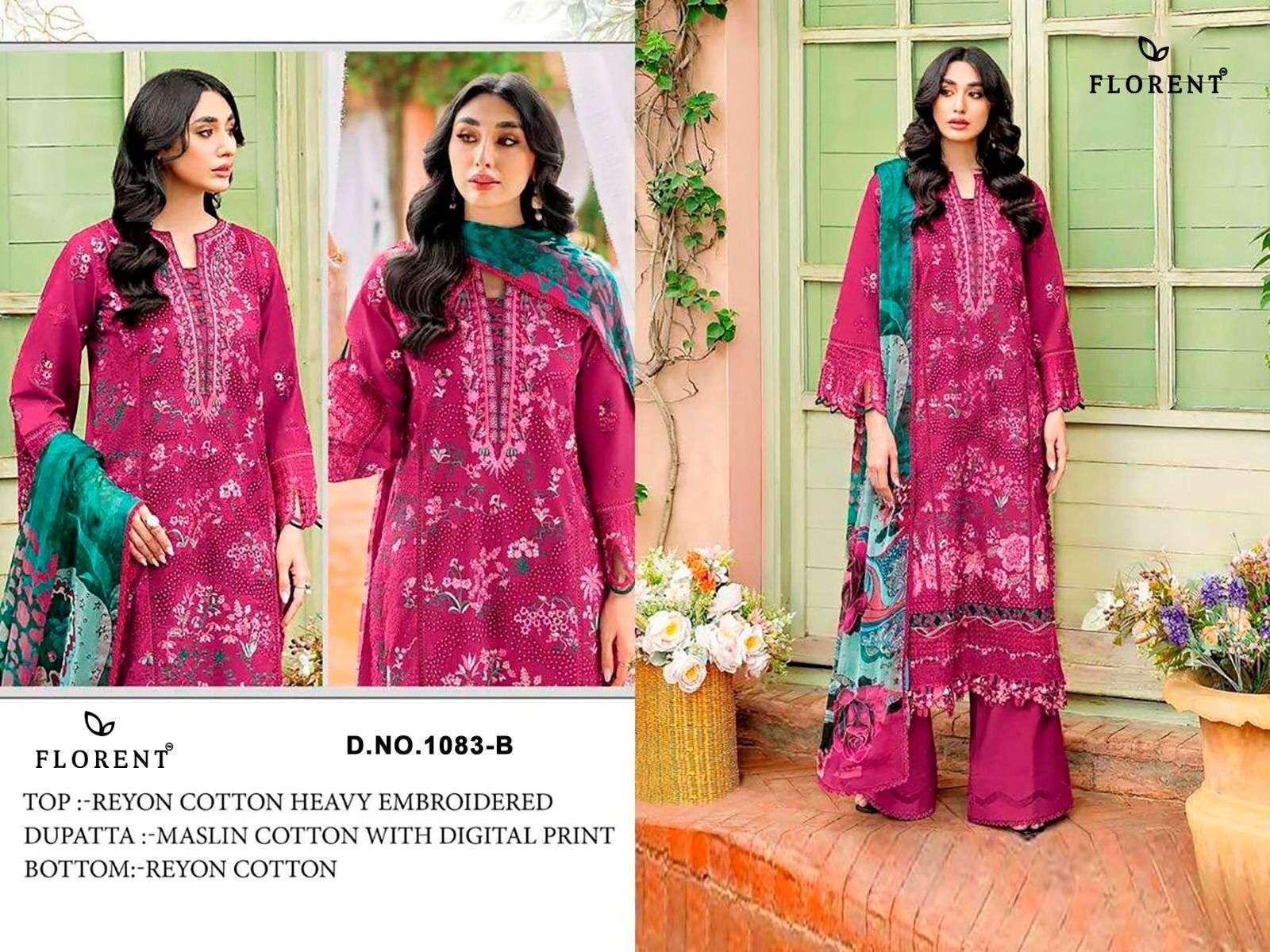 FLORENT D NO 1083 AB COTTON WITH HEAVY EMBROIDERY WORK SUIT