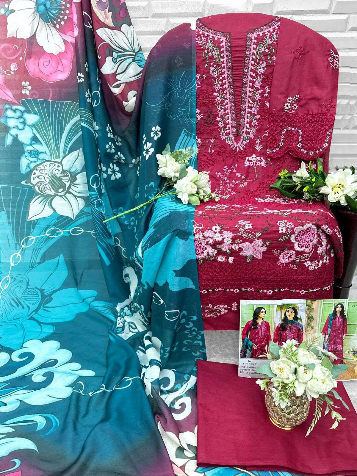 FLORENT D NO 1083 AB COTTON WITH HEAVY EMBROIDERY WORK SUIT