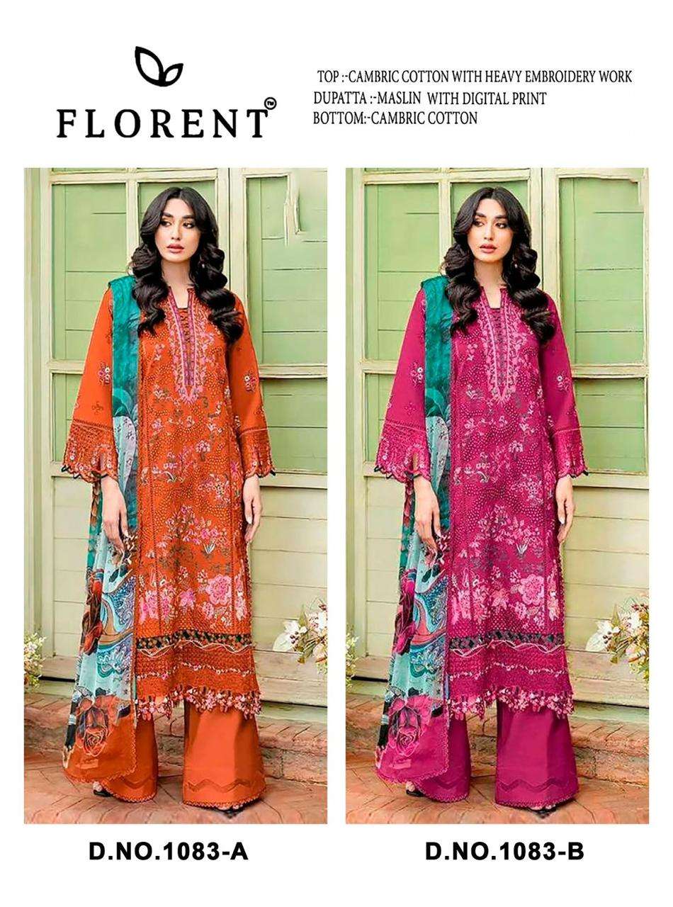 FLORENT D NO 1083 AB COTTON WITH HEAVY EMBROIDERY WORK SUIT