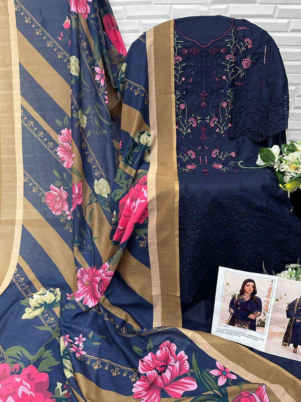 FLORENT DESIGN NO 1049 CEF COTTON WITH CHIKANKRI EMBROIDERY DESIGNER WORK SUIT