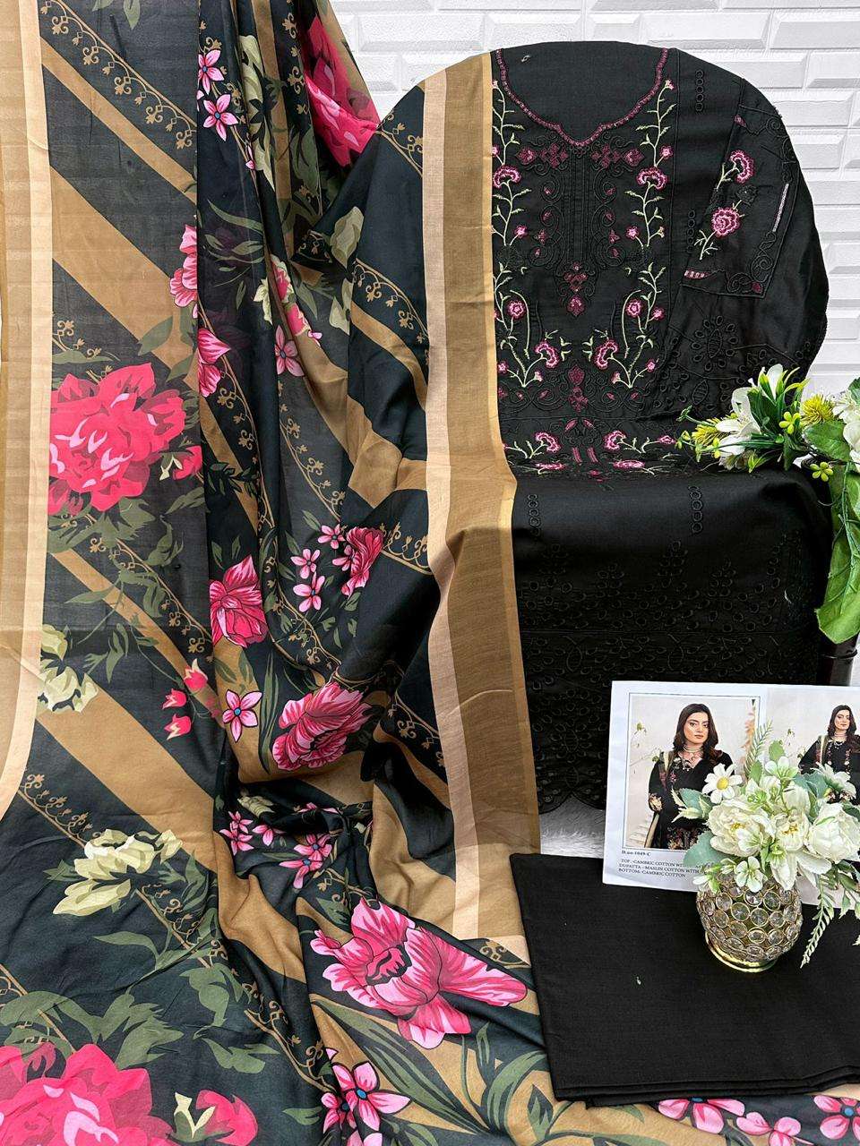FLORENT DESIGN NO 1049 CEF COTTON WITH CHIKANKRI EMBROIDERY DESIGNER WORK SUIT