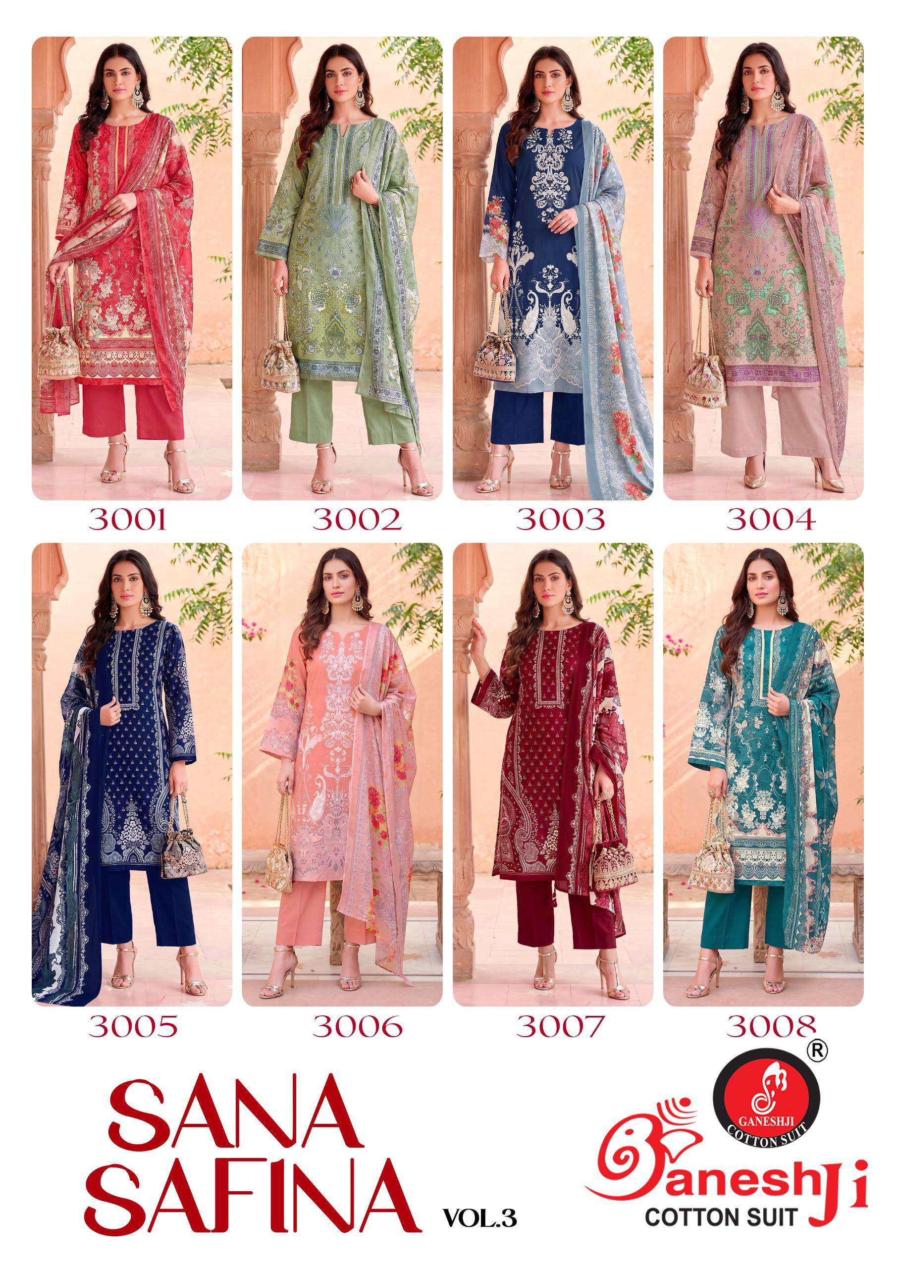 GANESHJI COTTON SUIT SANA SAFINA VOL 3 COTTON DIGITAL PAKISTANI STYLE PRINT SALWAR SUIT