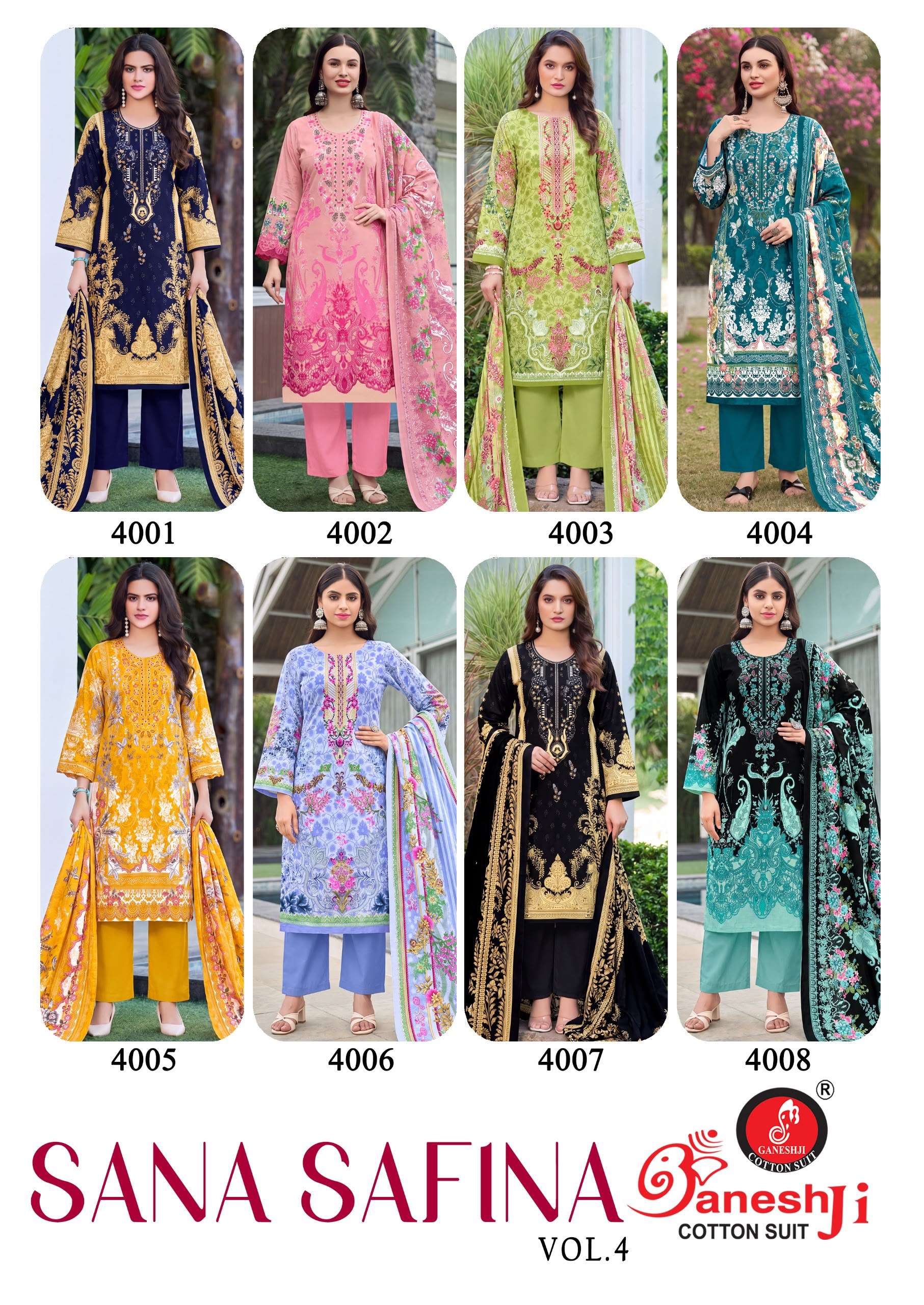 GANESHJI COTTON SUIT SANA SAFINA VOL 4 COTTON DIGITAL PAKISTANI STYLE PRINT SALWAR SUIT