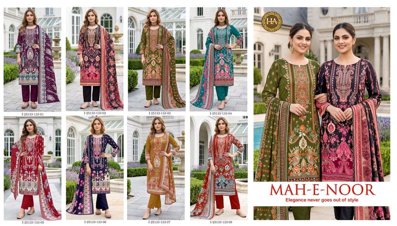 HARSHIT FASHION HUB MAH E NOOR RAYON DIGITAL PRINT WITH FANCY WORK SUIT