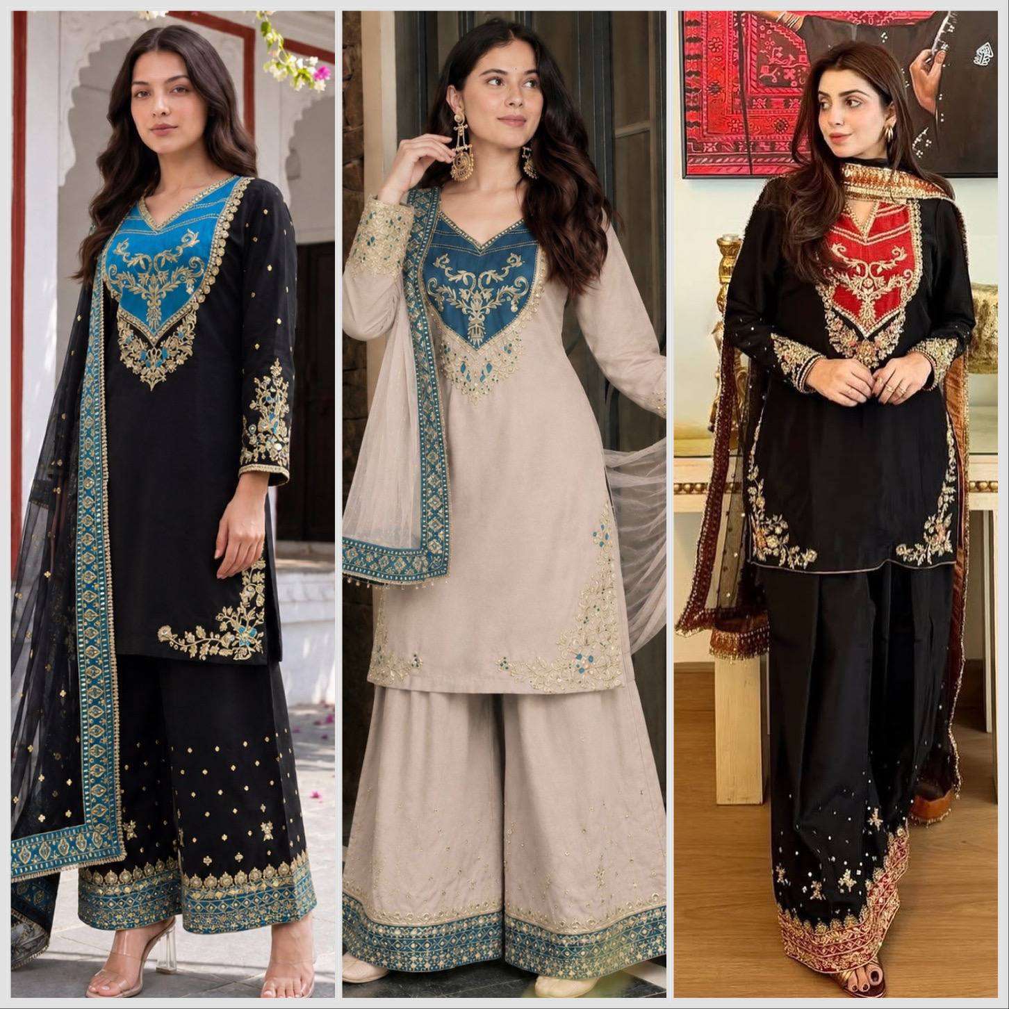 HK 1739 COTTON DESIGNER WORK PAKISTANI STYLE FUNCTION WEAR LADIES SUIT