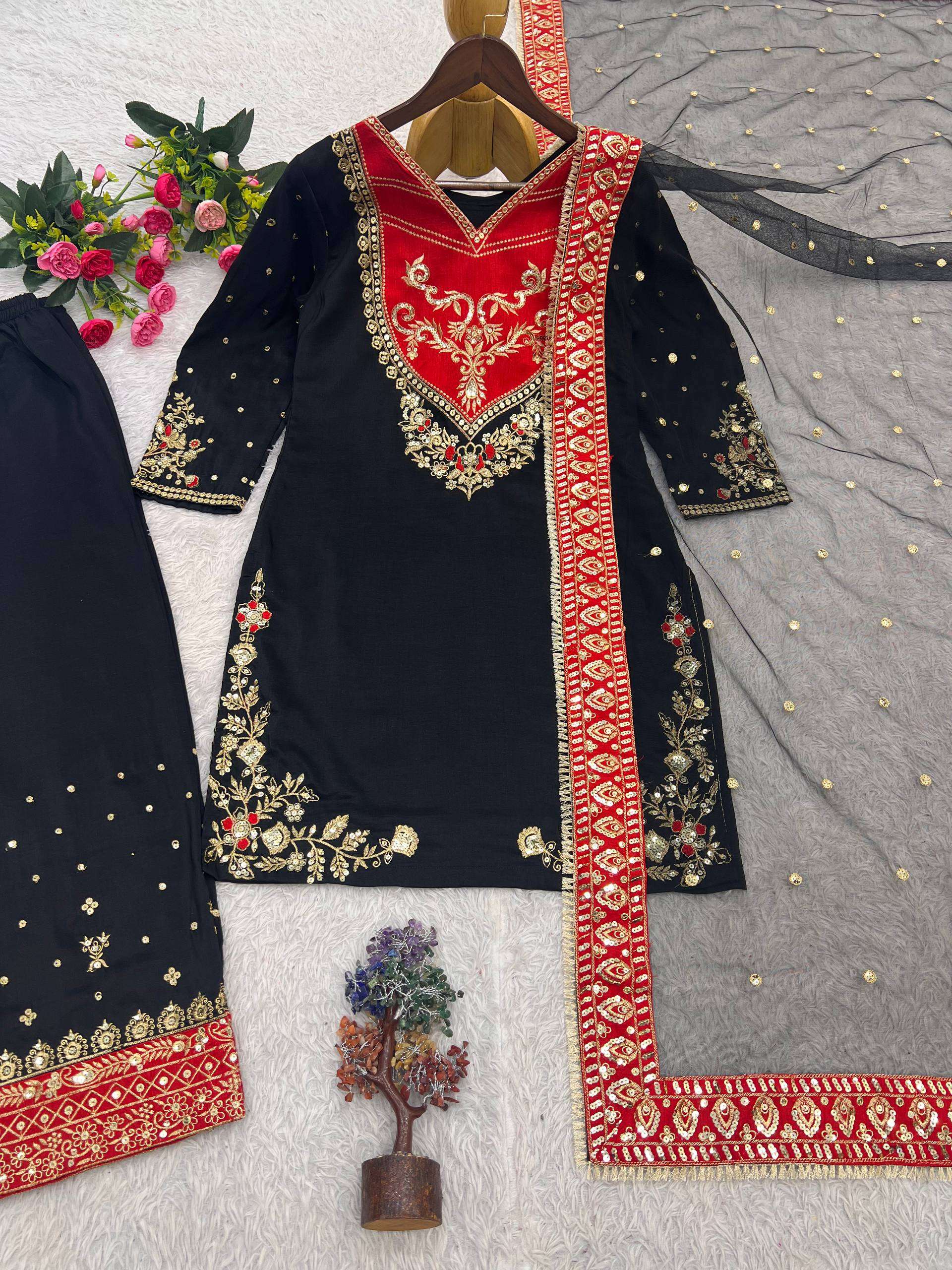 HK 1739 COTTON DESIGNER WORK PAKISTANI STYLE FUNCTION WEAR LADIES SUIT
