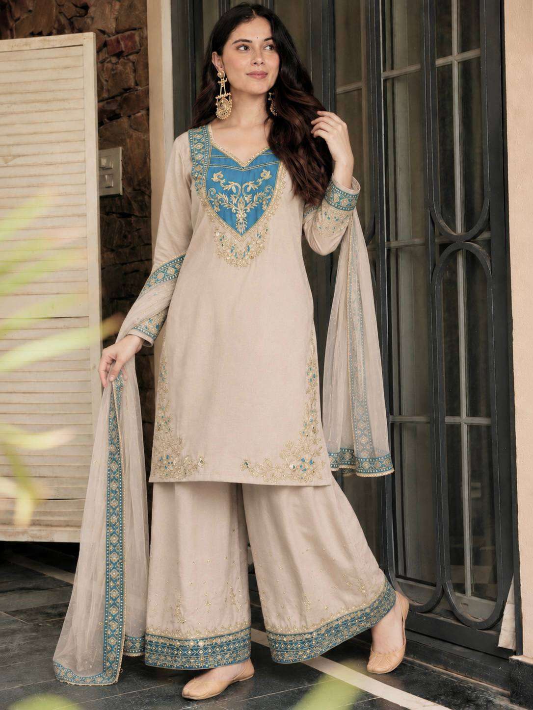 HK 1739 COTTON DESIGNER WORK PAKISTANI STYLE FUNCTION WEAR LADIES SUIT