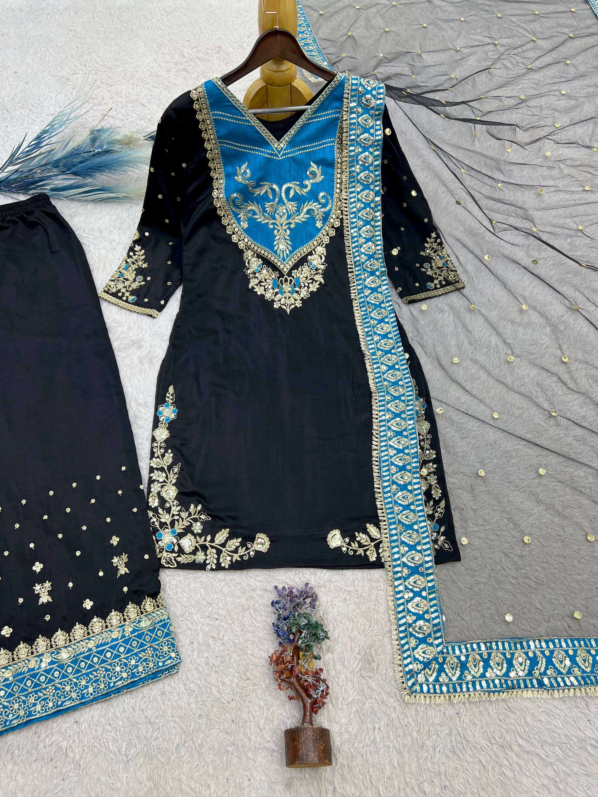 HK 1739 COTTON DESIGNER WORK PAKISTANI STYLE FUNCTION WEAR LADIES SUIT