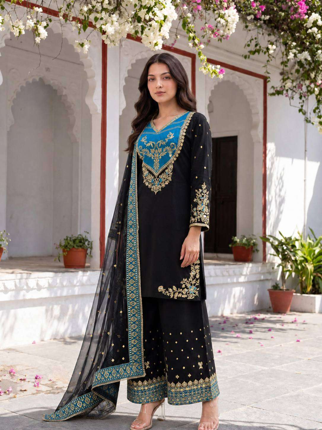 HK 1739 COTTON DESIGNER WORK PAKISTANI STYLE FUNCTION WEAR LADIES SUIT