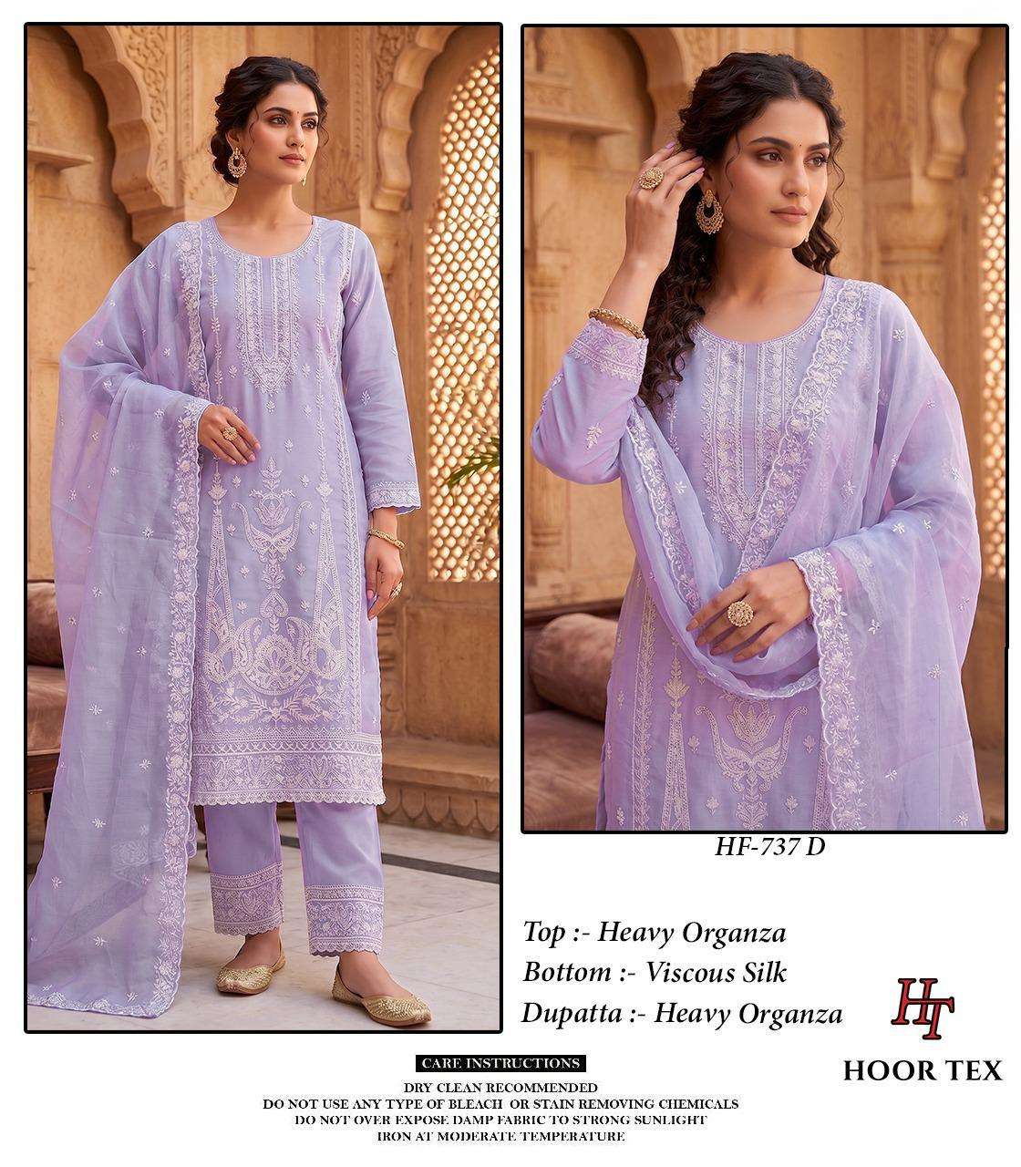 HOOR TEX HF 737 ORGANZA EMBROIDERY DESIGNER WORK READY MADE PAKISTANI SUIT