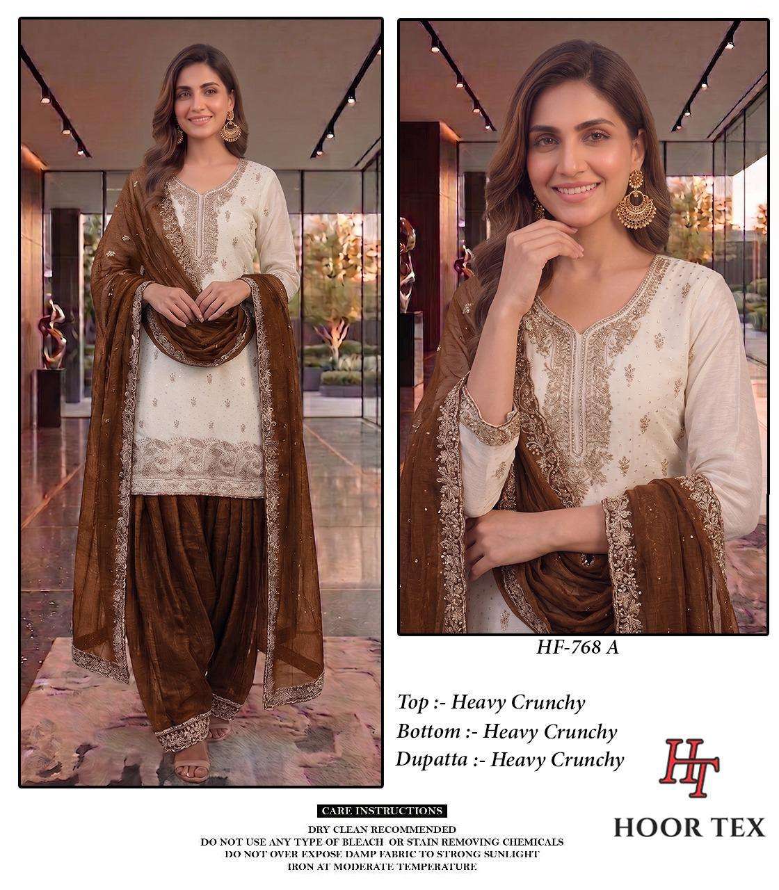 HOOR TEX HF 768 SILK FABRICS DESIGNER WORK READY MADE PAKISTANI SUIT