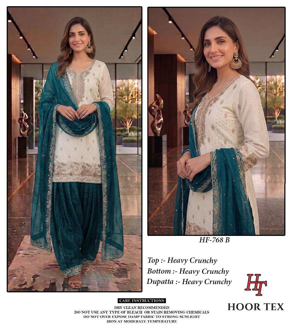 HOOR TEX HF 768 SILK FABRICS DESIGNER WORK READY MADE PAKISTANI SUIT