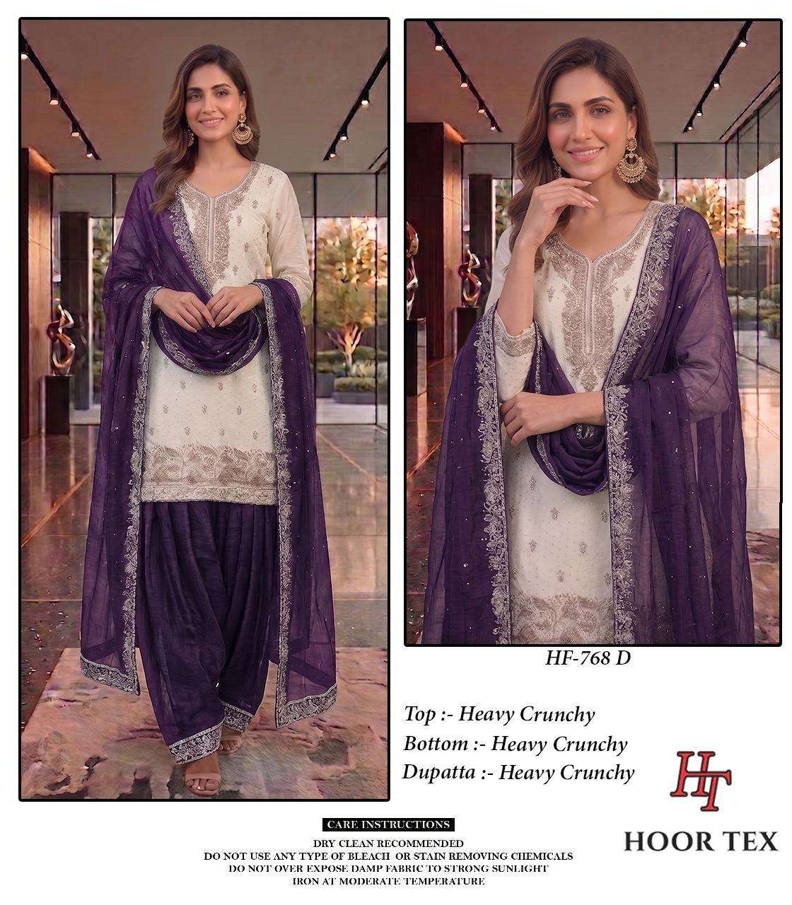 HOOR TEX HF 768 SILK FABRICS DESIGNER WORK READY MADE PAKISTANI SUIT