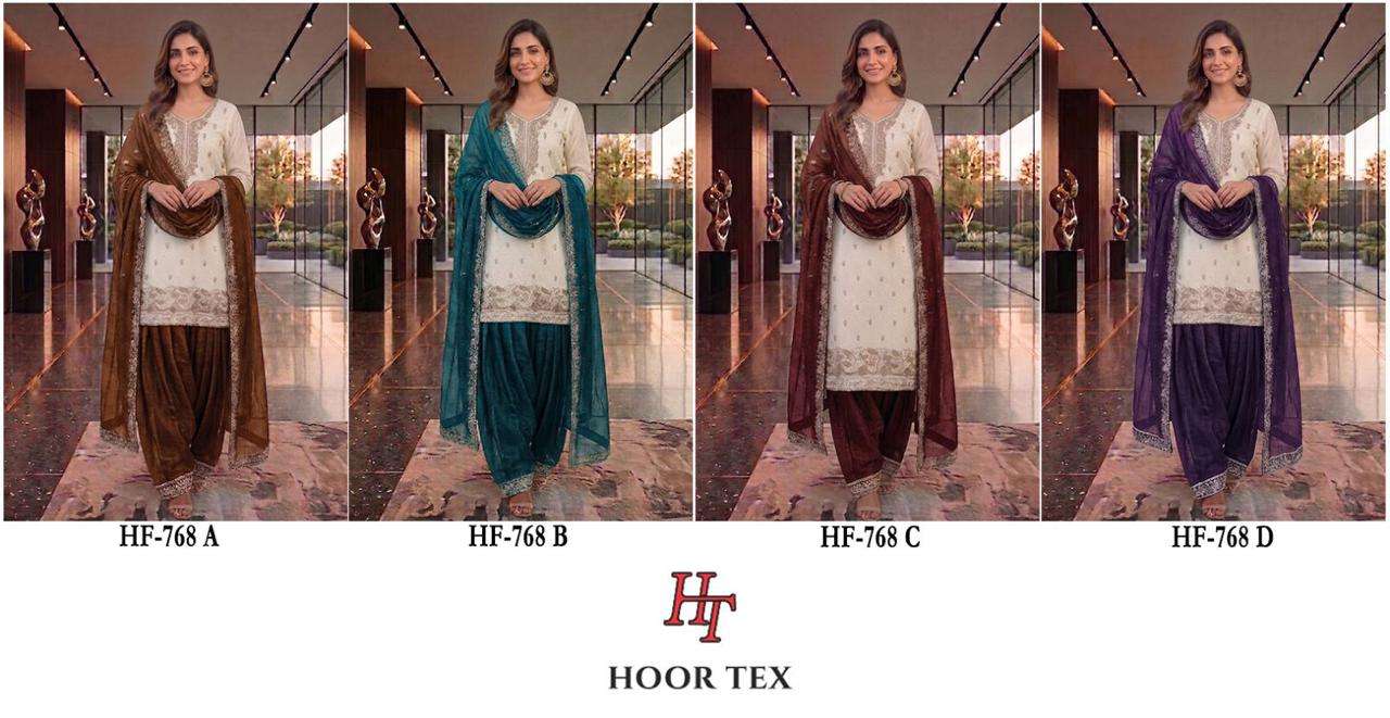 HOOR TEX HF 768 SILK FABRICS DESIGNER WORK READY MADE PAKISTANI SUIT