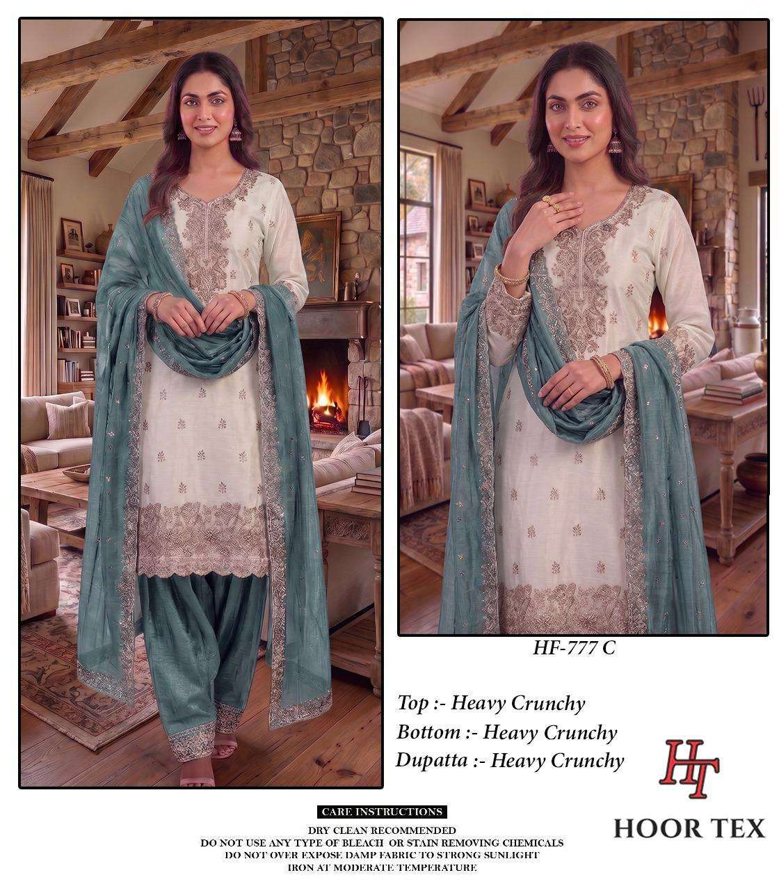 HOOR TEX HF 777 SILK DESIGNER WORK READY MADE PAKISTANI SUIT