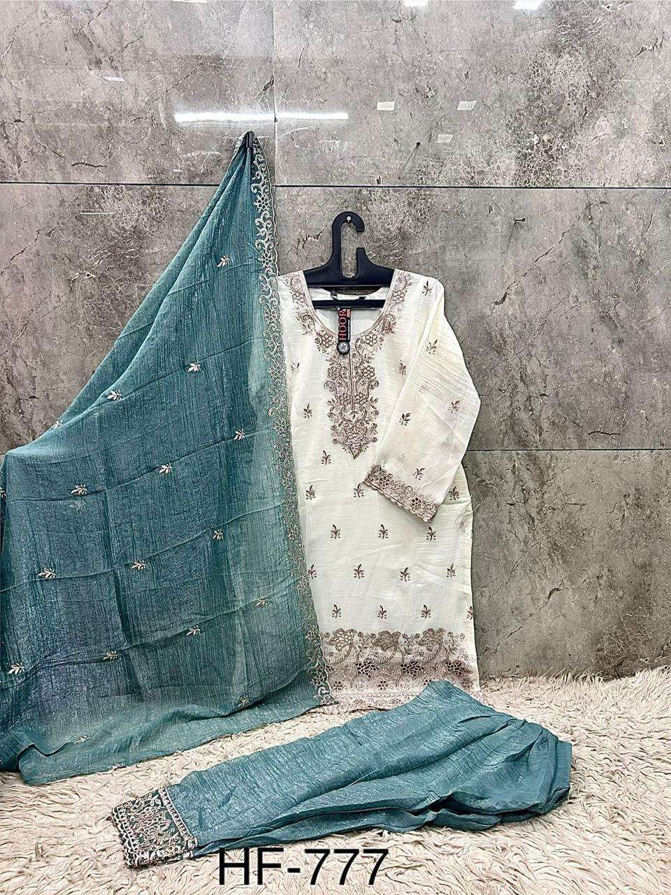 HOOR TEX HF 777 SILK DESIGNER WORK READY MADE PAKISTANI SUIT
