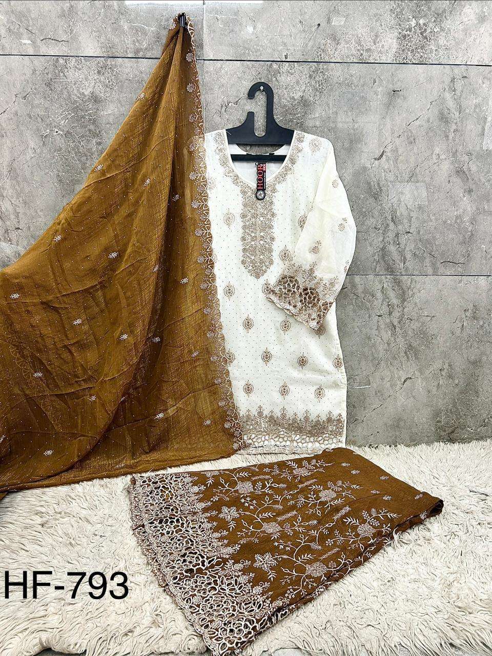HOOR TEX HF 793 SILK HEAVY EMBROIDERD DESIGNER READY MADE PAKISTANI SUIT