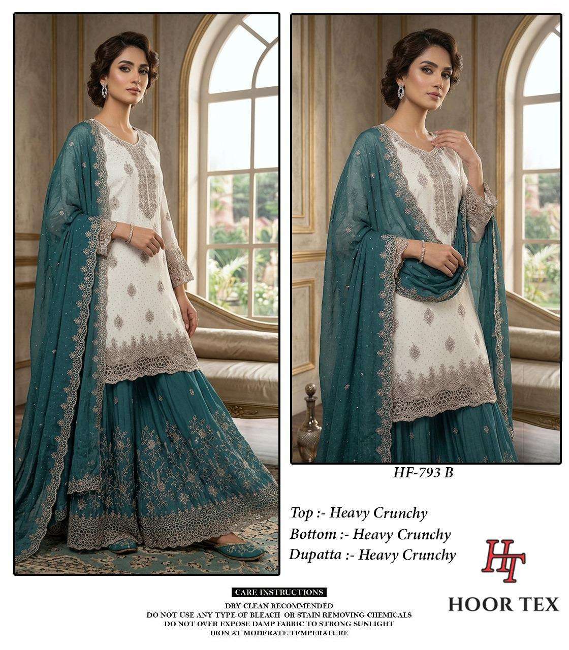 HOOR TEX HF 793 SILK HEAVY EMBROIDERD DESIGNER READY MADE PAKISTANI SUIT