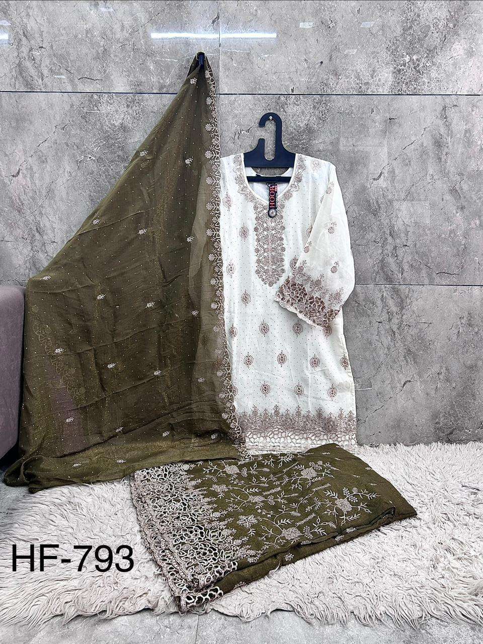 HOOR TEX HF 793 SILK HEAVY EMBROIDERD DESIGNER READY MADE PAKISTANI SUIT