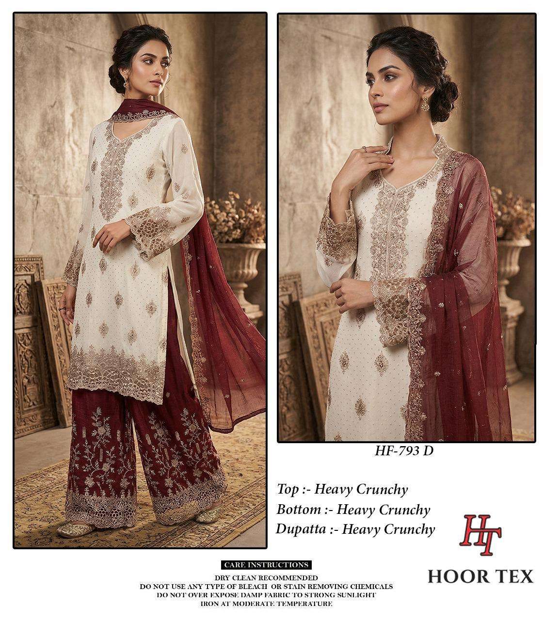 HOOR TEX HF 793 SILK HEAVY EMBROIDERD DESIGNER READY MADE PAKISTANI SUIT
