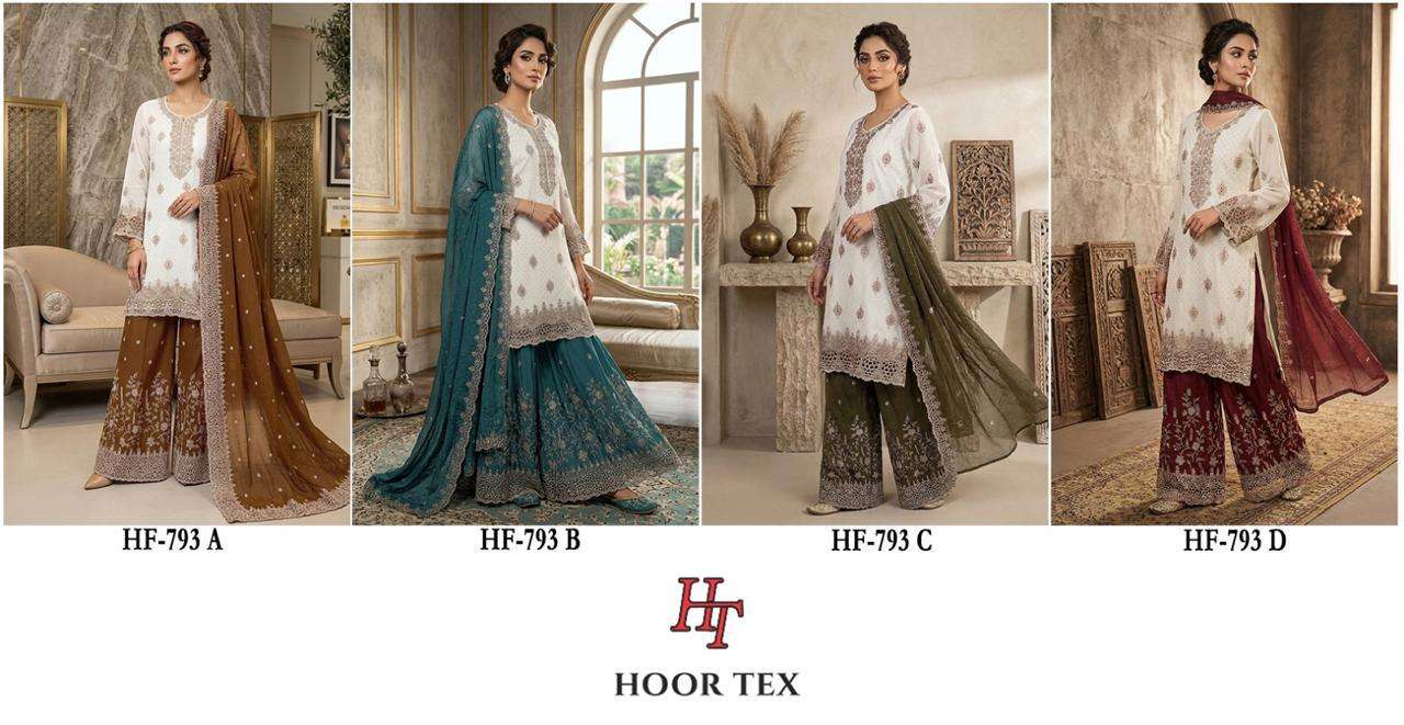 HOOR TEX HF 793 SILK HEAVY EMBROIDERD DESIGNER READY MADE PAKISTANI SUIT