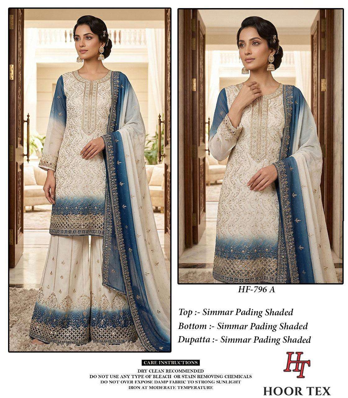 HOOR TEX HF 796 SIMER HEAVY EMBROIDERY DESIGNER READY MADE PAKISTANI SUIT