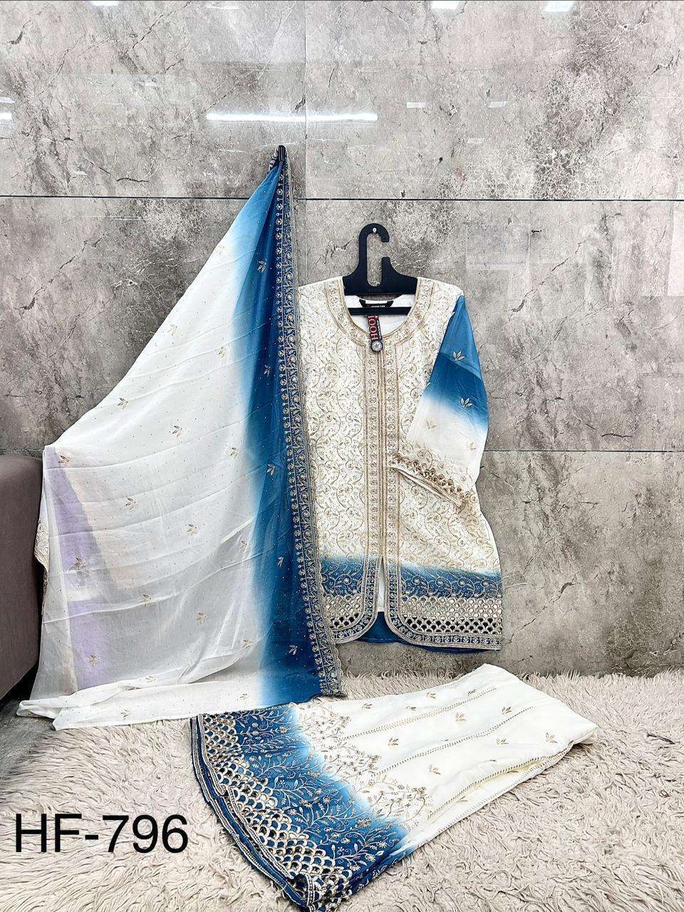 HOOR TEX HF 796 SIMER HEAVY EMBROIDERY DESIGNER READY MADE PAKISTANI SUIT