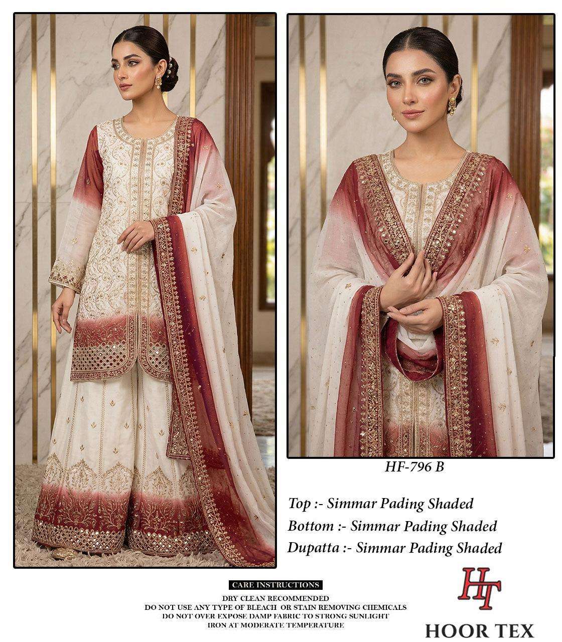 HOOR TEX HF 796 SIMER HEAVY EMBROIDERY DESIGNER READY MADE PAKISTANI SUIT