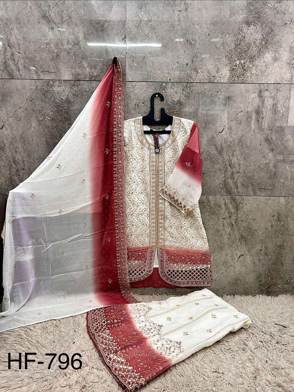 HOOR TEX HF 796 SIMER HEAVY EMBROIDERY DESIGNER READY MADE PAKISTANI SUIT