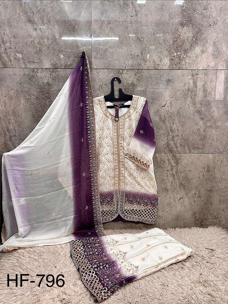 HOOR TEX HF 796 SIMER HEAVY EMBROIDERY DESIGNER READY MADE PAKISTANI SUIT