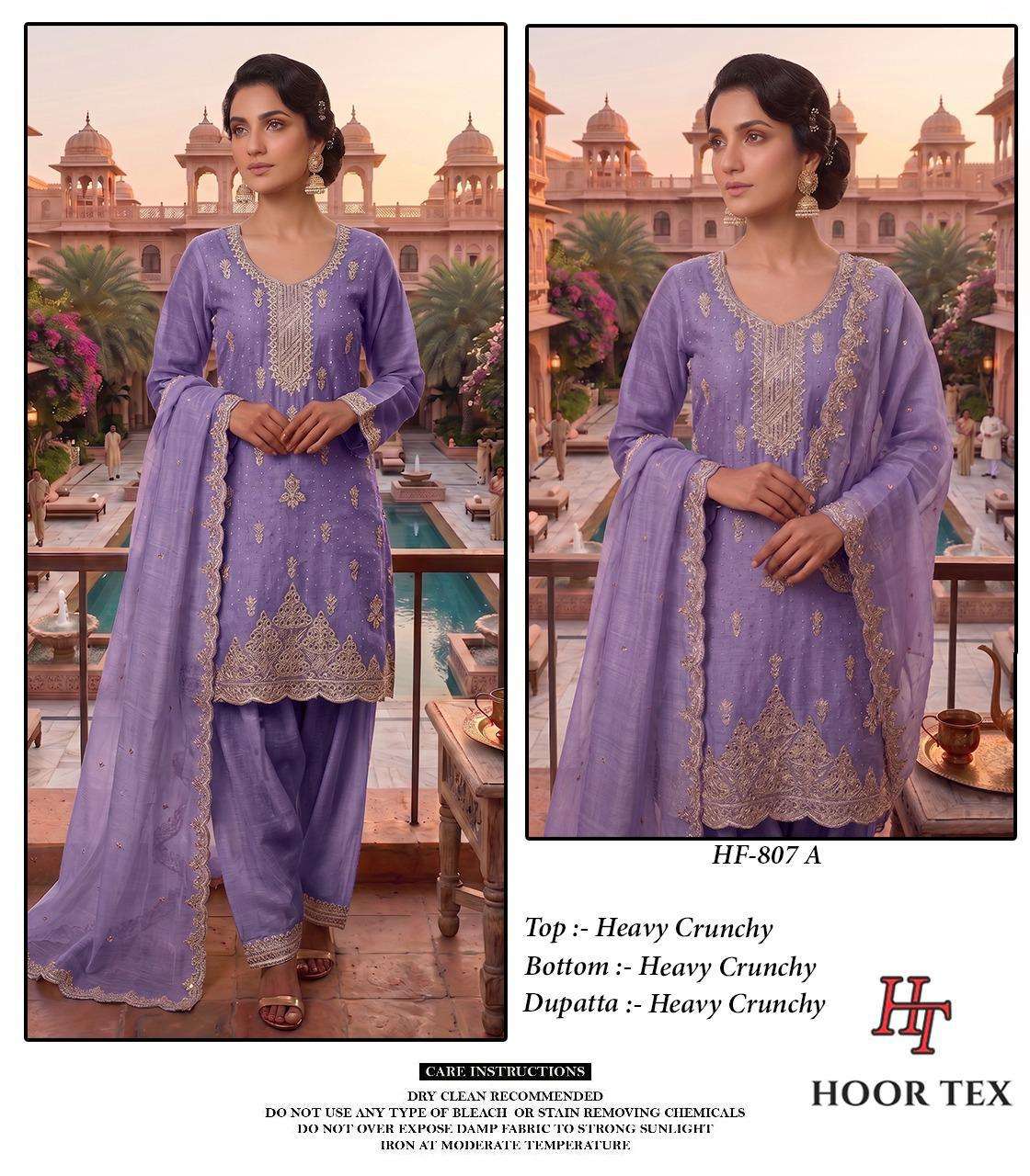 HOOR TEX HF 807 SILK EMBROIDERY DESIGNER WORK READY MADE PAKISTANI SUIT