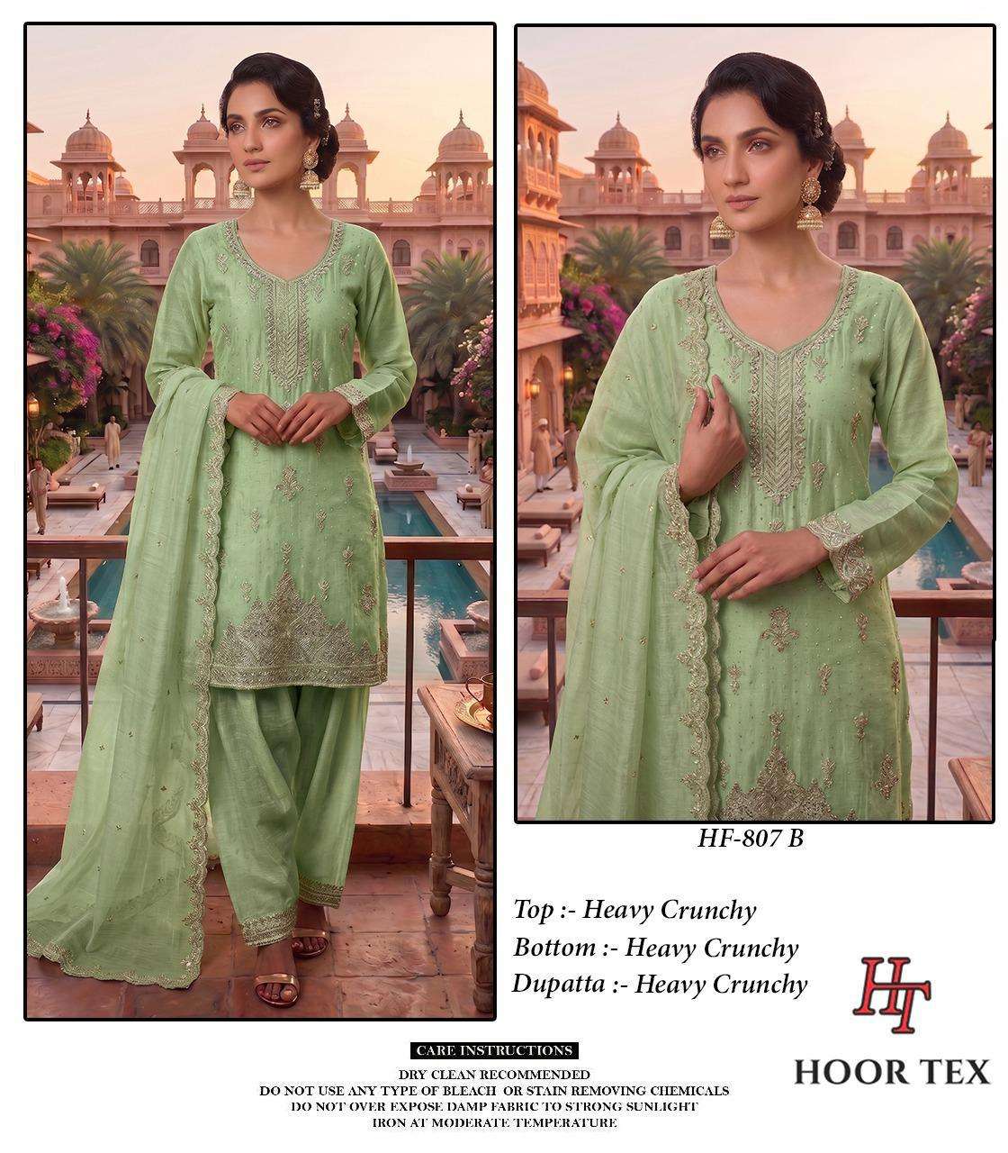 HOOR TEX HF 807 SILK EMBROIDERY DESIGNER WORK READY MADE PAKISTANI SUIT