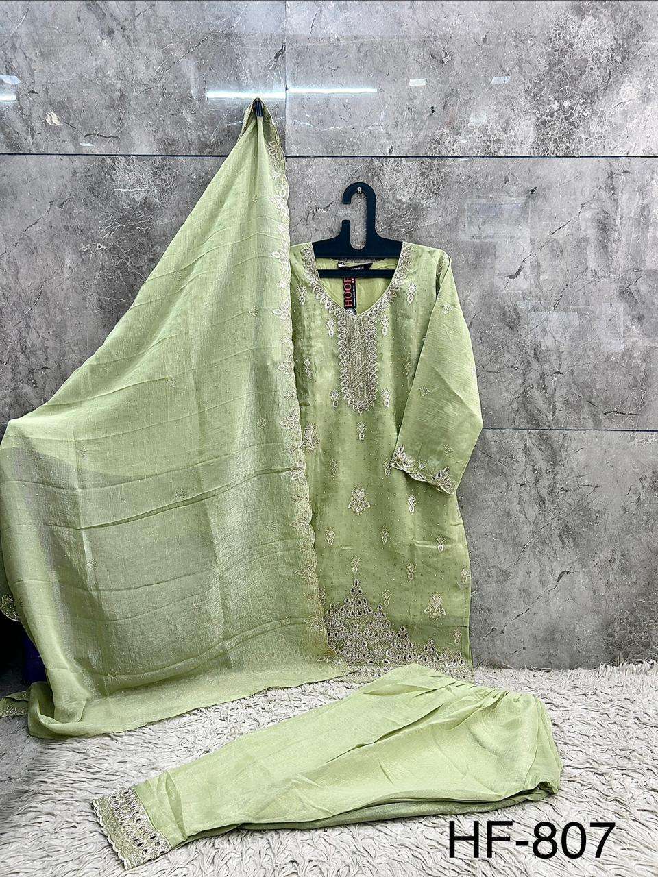 HOOR TEX HF 807 SILK EMBROIDERY DESIGNER WORK READY MADE PAKISTANI SUIT