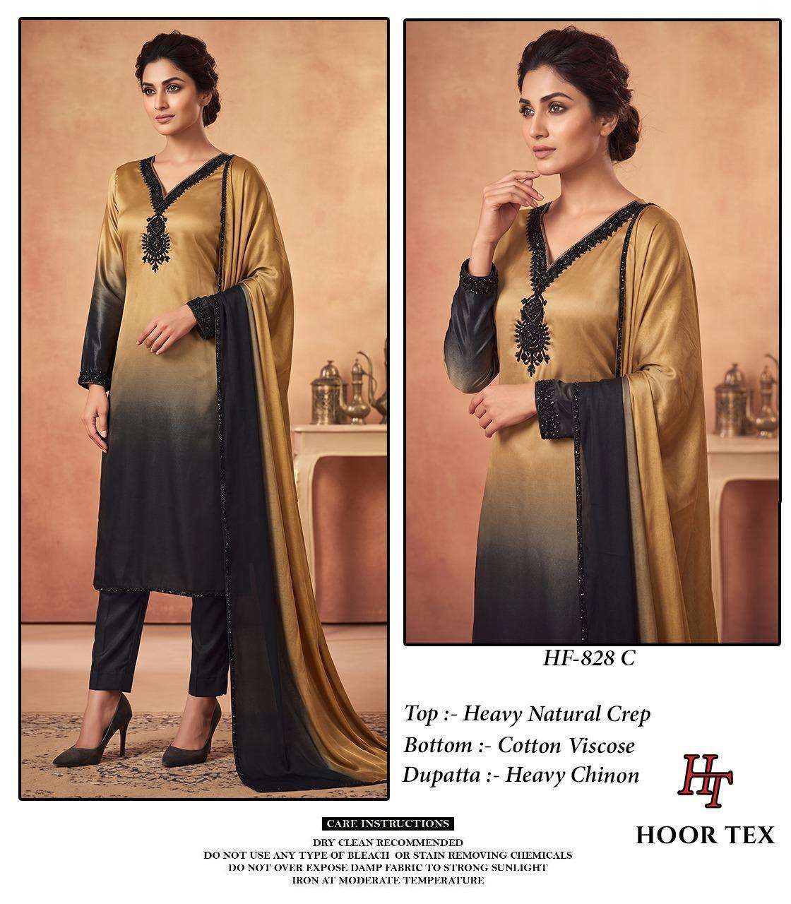 HOOR TEX HF 828 CREPE SHADED FABRIC DESIGNER READY MADE PAKISTANI SUIT