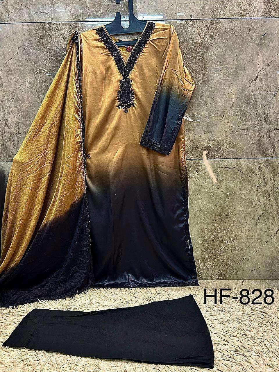 HOOR TEX HF 828 CREPE SHADED FABRIC DESIGNER READY MADE PAKISTANI SUIT