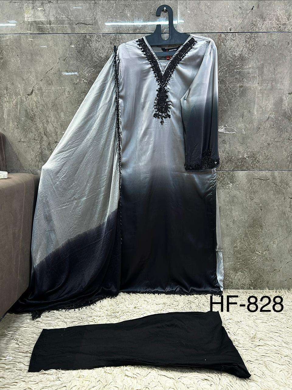 HOOR TEX HF 828 CREPE SHADED FABRIC DESIGNER READY MADE PAKISTANI SUIT