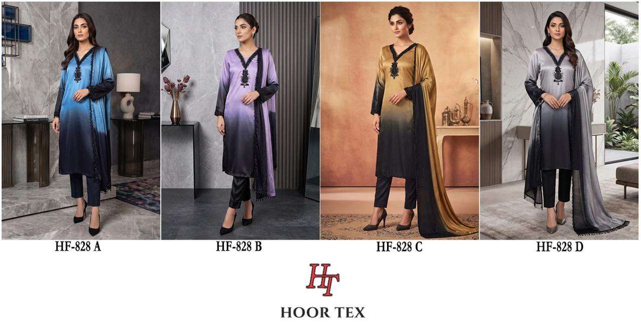HOOR TEX HF 828 CREPE SHADED FABRIC DESIGNER READY MADE PAKISTANI SUIT
