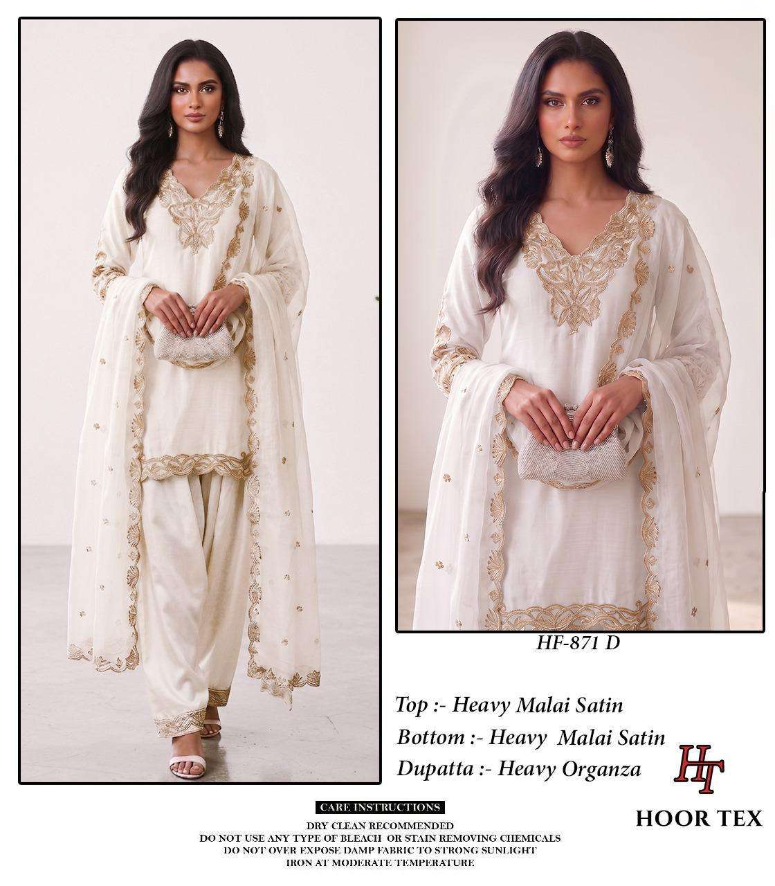 HOOR TEX HF 871 SATIN FABRIC FANCY WORKS READY MADE PAKISTANI SUIT