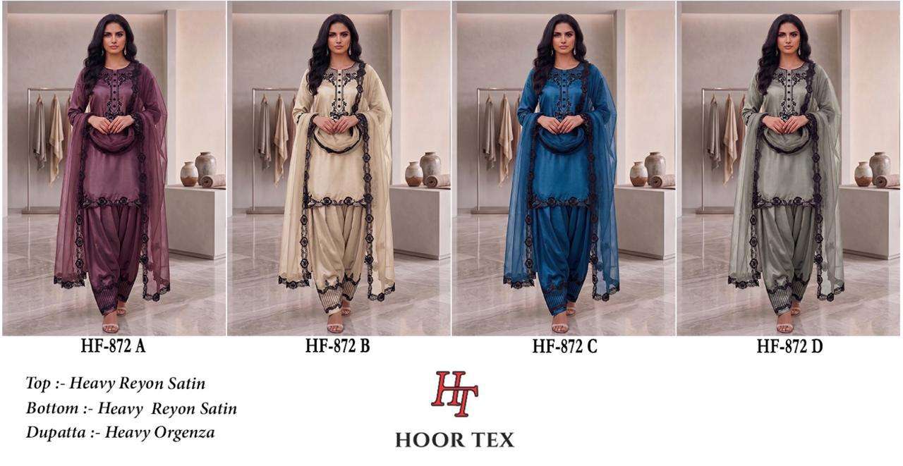 HOOR TEX HF 872 SATIN FABRIC FANCY WORKS READY MADE PAKISTANI SUIT