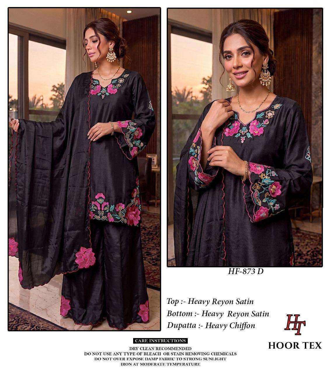 HOOR TEX HF 873 SATIN FANCY EMBROIDERY DESIGNER WORK READY MADE PAKISTANI SUIT
