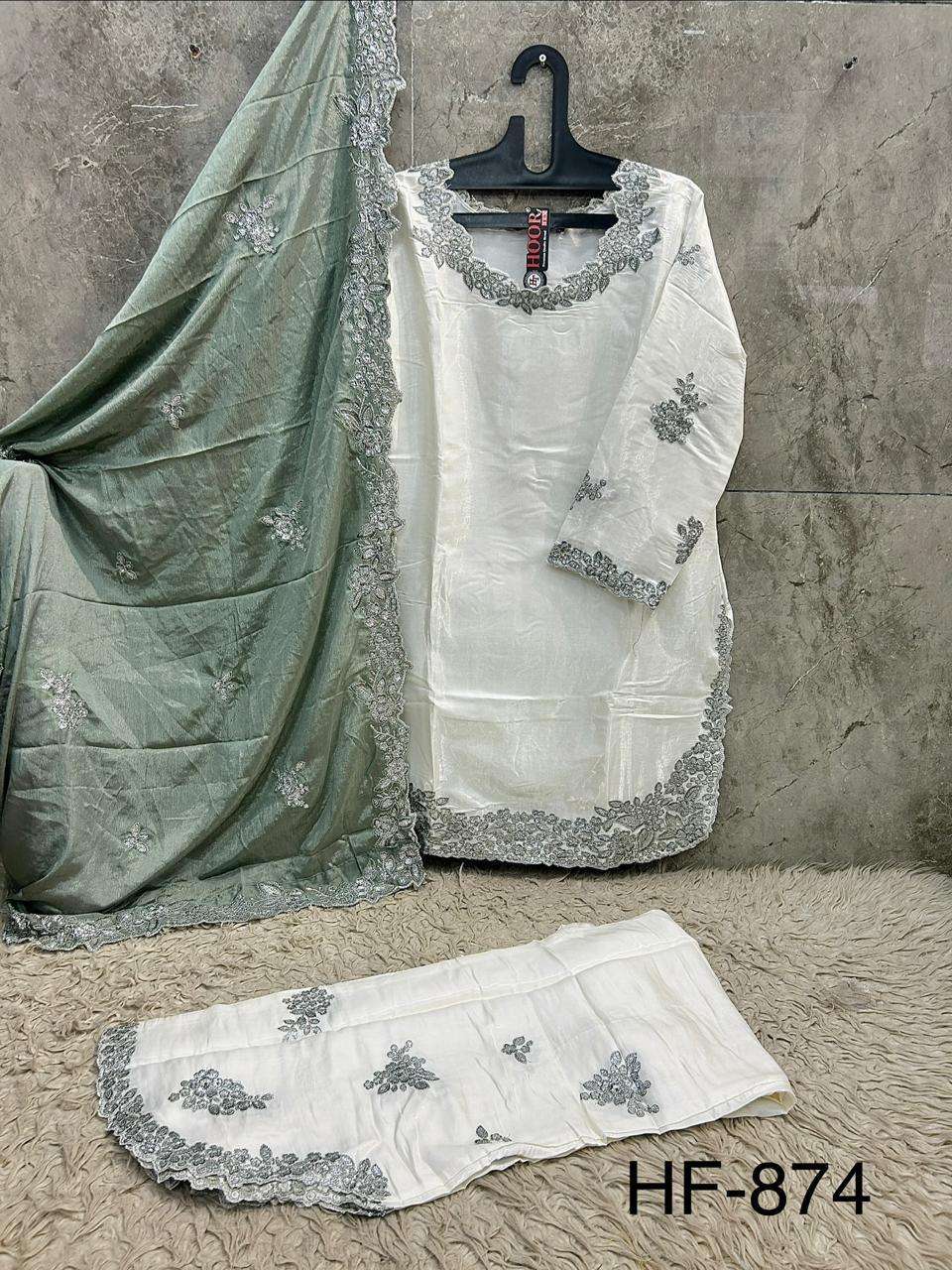 HOOR TEX HF 874 SILK EMBROIDERED DESIGNER READY MADE PAKISTANI SUIT