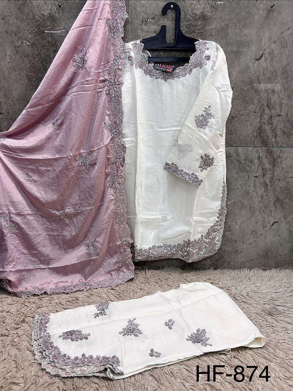 HOOR TEX HF 874 SILK EMBROIDERED DESIGNER READY MADE PAKISTANI SUIT