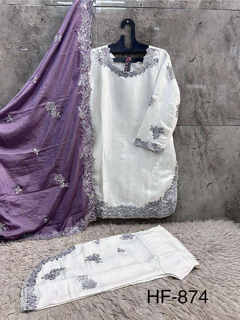 HOOR TEX HF 874 SILK EMBROIDERED DESIGNER READY MADE PAKISTANI SUIT