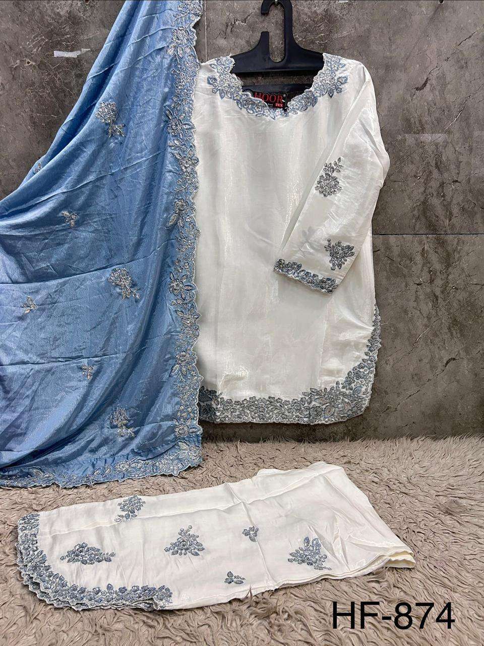 HOOR TEX HF 874 SILK EMBROIDERED DESIGNER READY MADE PAKISTANI SUIT