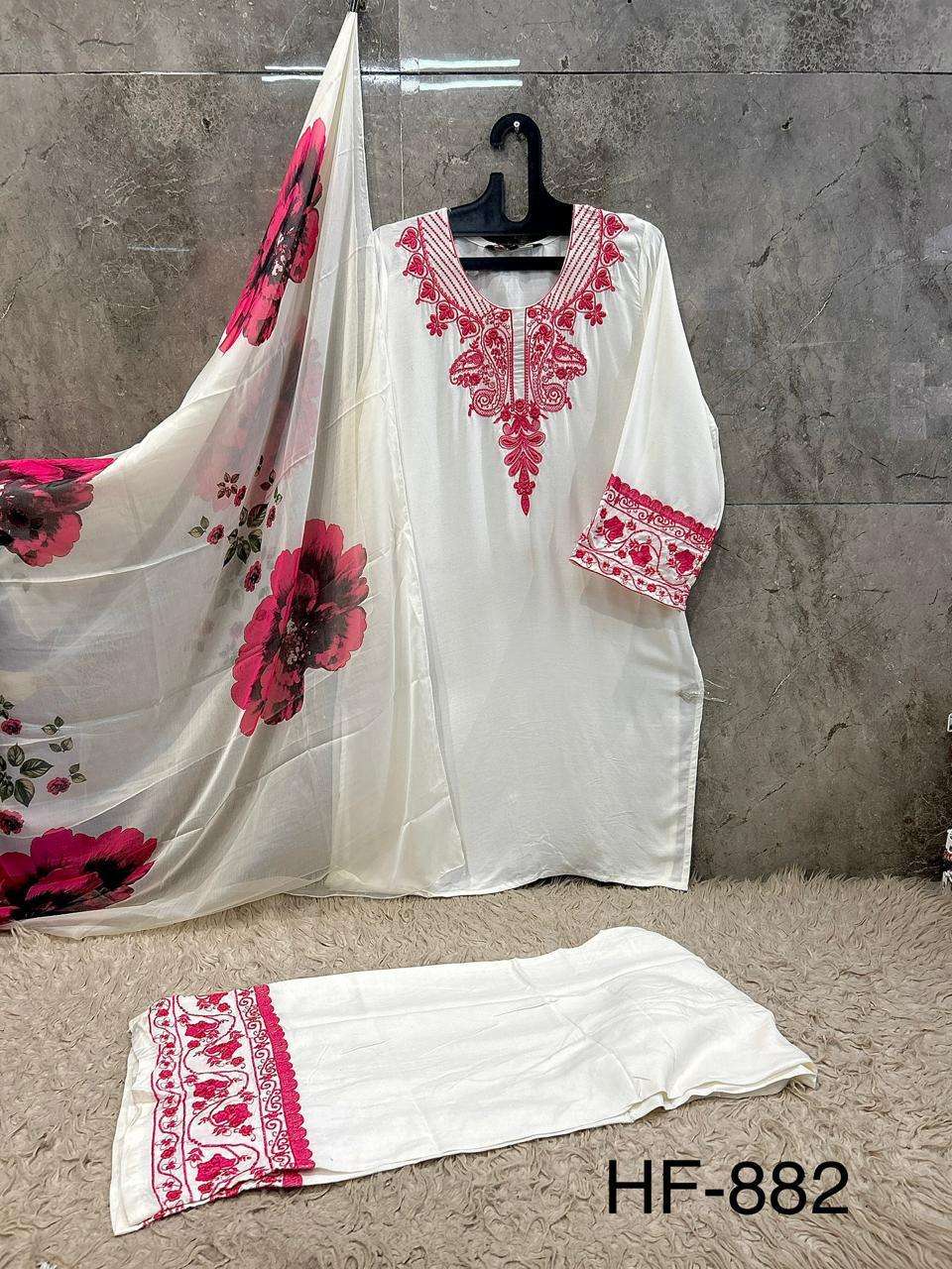 HOOR TEX HF 882 RAYON FANCY EMBROIDERY WORK READY MADE PAKISTANI SUIT