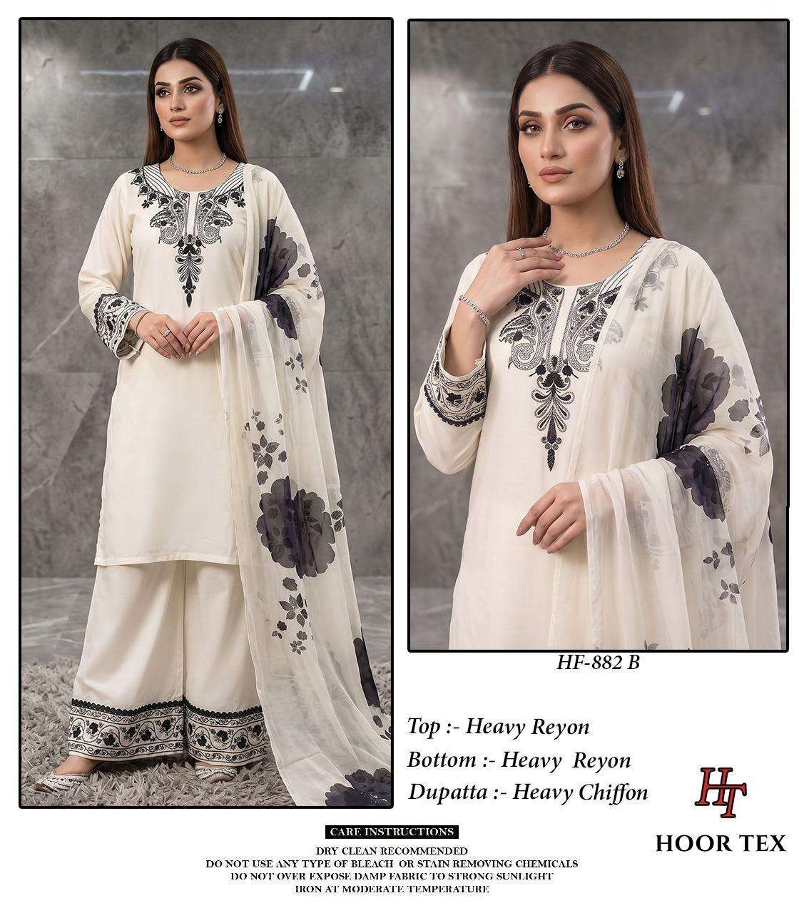 HOOR TEX HF 882 RAYON FANCY EMBROIDERY WORK READY MADE PAKISTANI SUIT
