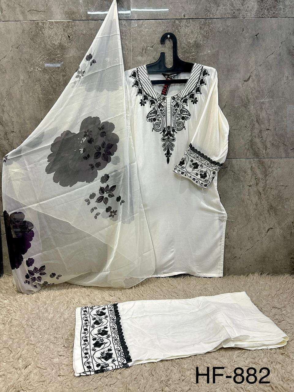 HOOR TEX HF 882 RAYON FANCY EMBROIDERY WORK READY MADE PAKISTANI SUIT