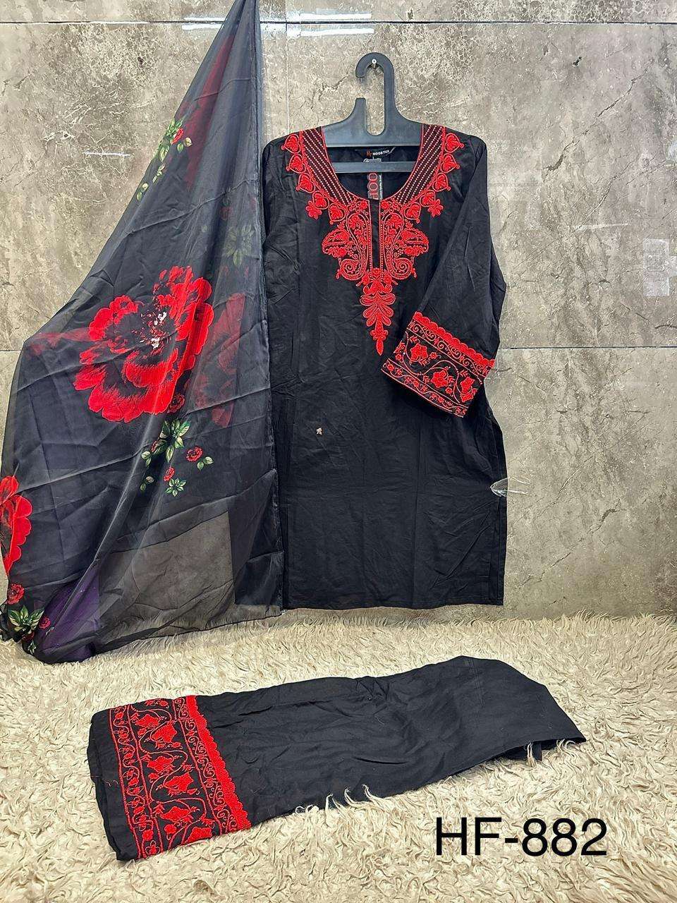 HOOR TEX HF 882 RAYON FANCY EMBROIDERY WORK READY MADE PAKISTANI SUIT
